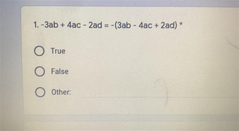 -3ab+4ac-2ad=-(3ab-4ac+2ad) true false other:-example-1