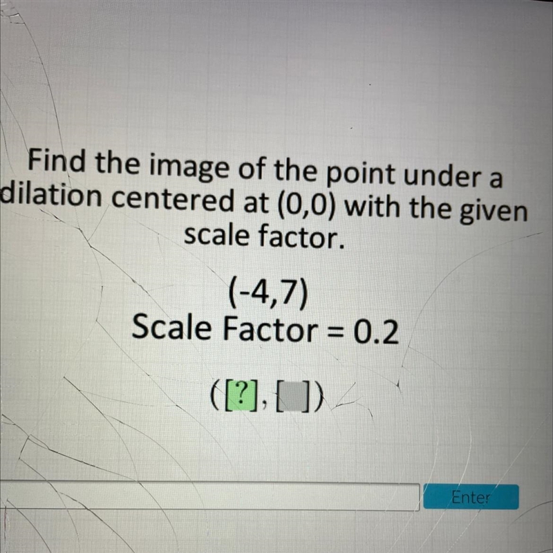 Find the image of the point under a dilation centered at (0,0) with the given scale-example-1