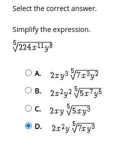 Select the correct answer. Simplify the expression. (see the screenshot)-example-1