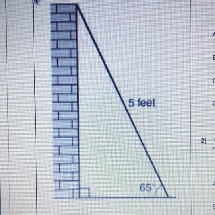 1) To the nearest tenth of a foot, what is the distance from the wall to the base-example-1