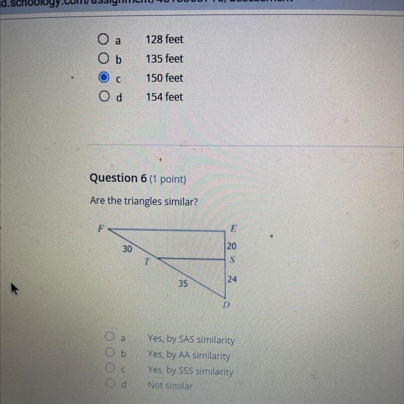 Are these triangles similar?-example-1