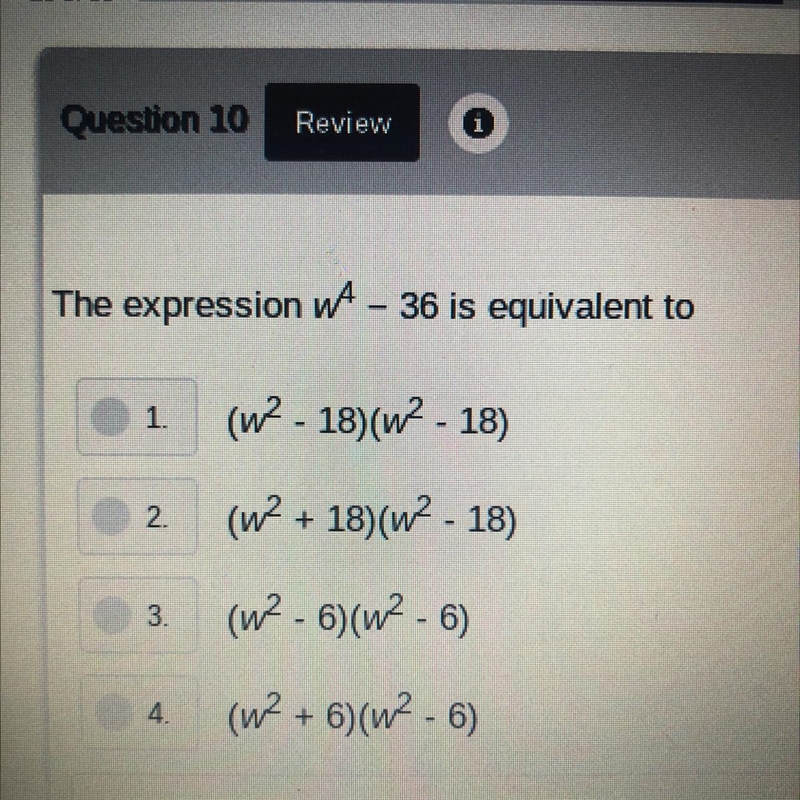 The expression wA - 36 is equivalent to-example-1