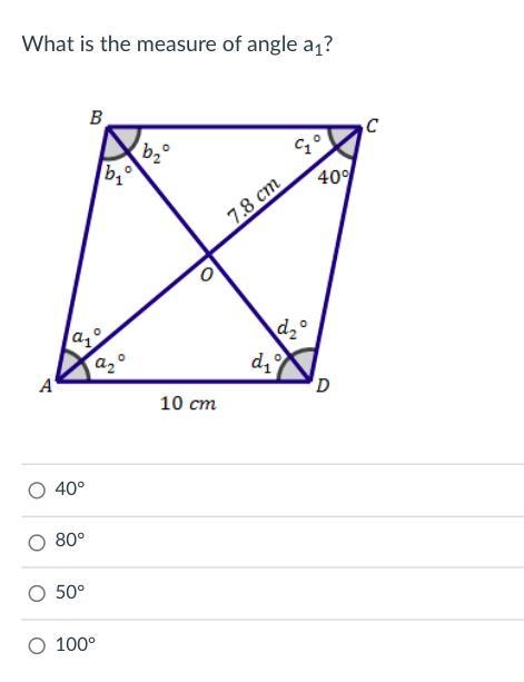 URGENT! What is the measure of angle a1?-example-1