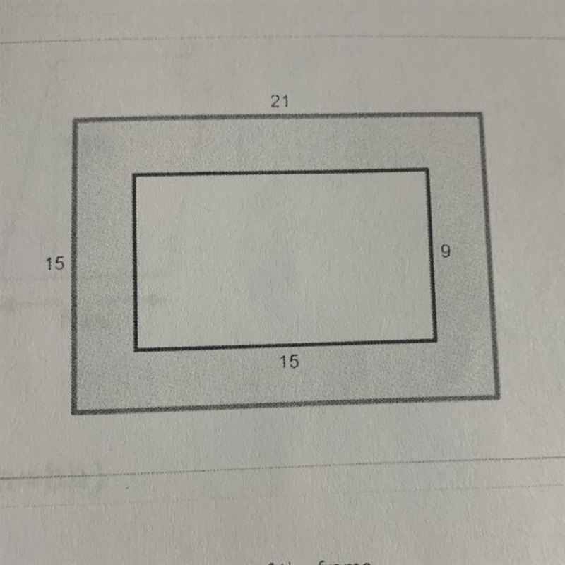 Use the diagram To determine area of the frame-example-1