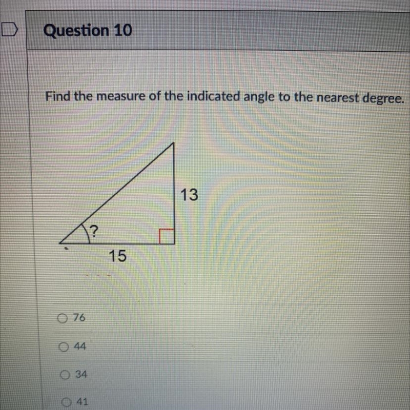 Find the measure of the indicated angle to the nearest degree.-example-1