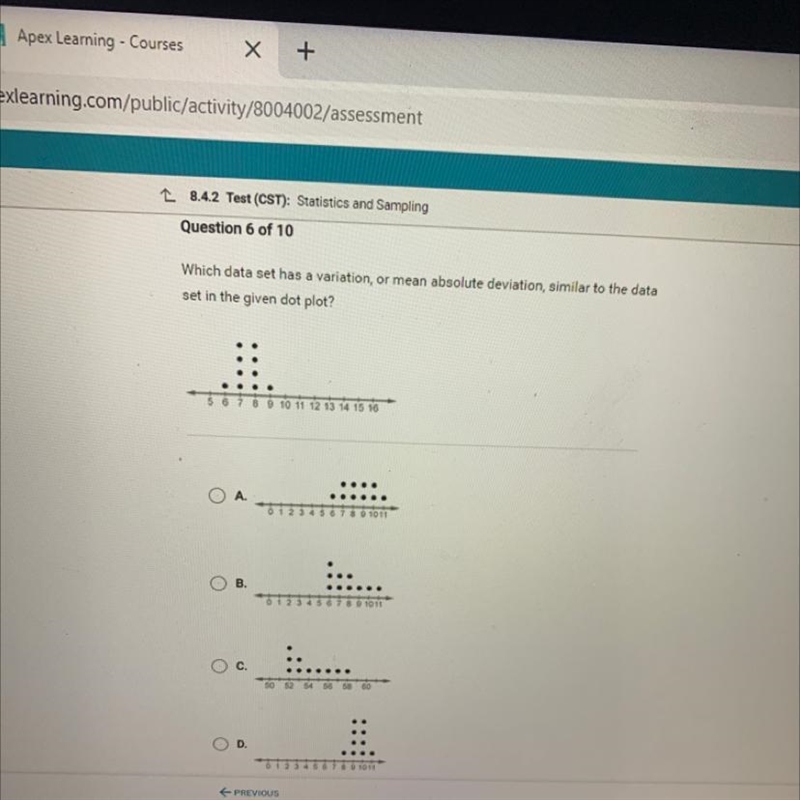 Which data set has a variation, or mean absolute deviation, similar to the data set-example-1