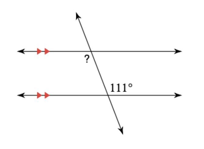 Solve for the missing angle A. 121 degrees B. 79 degrees C. 111 degrees D. 89 degrees-example-1