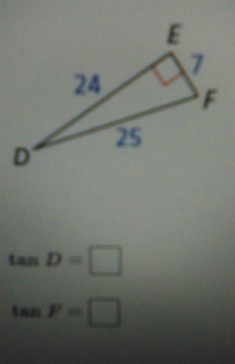 Find the tangents of the acute angle in the right triangle. write each answer as a-example-1