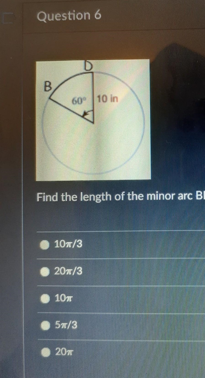 Find the length of the minor BD in terms of pi​-example-1