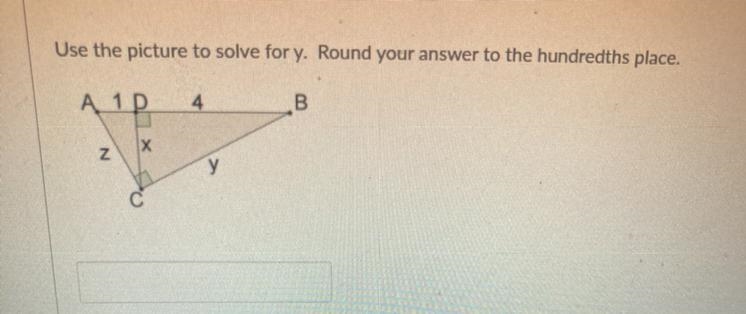 Use this picture to solve for y. Round your answer to the hundredths place.-example-1