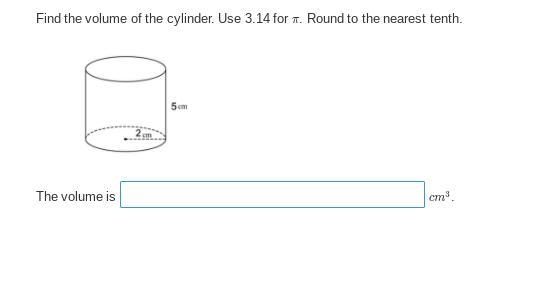 Find the volume of the cylinder. Use 3.14 for π. Round to the nearest tenth.-example-1