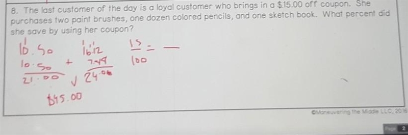 Where does x go in the fraction? 15/100 = ?/? ​-example-1