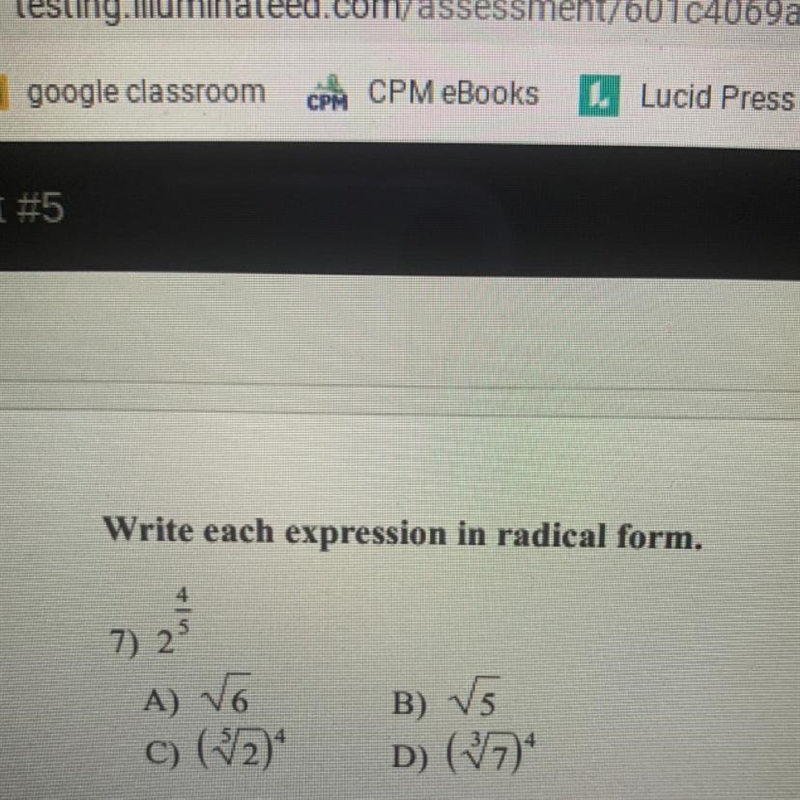 Write the expression in radical form. 2 4/5-example-1