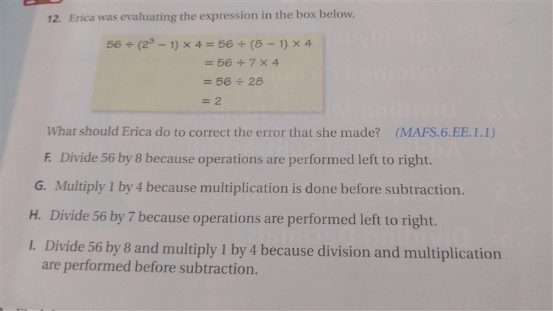 Erica was evaluating the expression in the box below-example-1