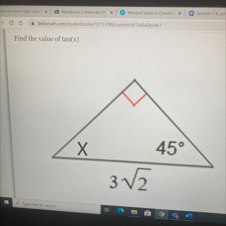 Find the value of tan Х 45° 315 Please help me ASAP please-example-1