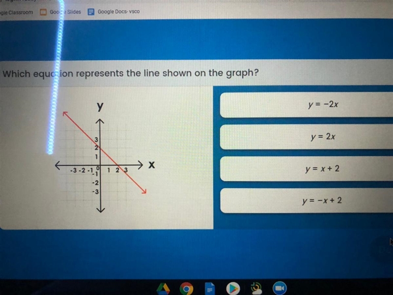 What equation represents the line shown on the graph-example-1