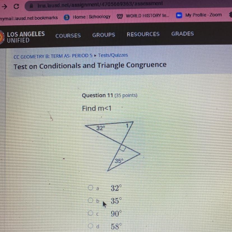 Find m<1 32 359 32° 35° Ob Od 90° 58°-example-1