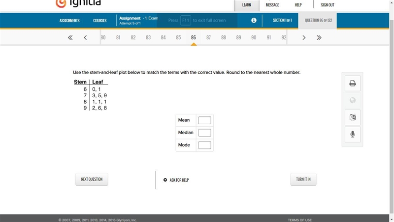 Use the stem-and-leaf plot below to match the terms with the correct value. Round-example-1