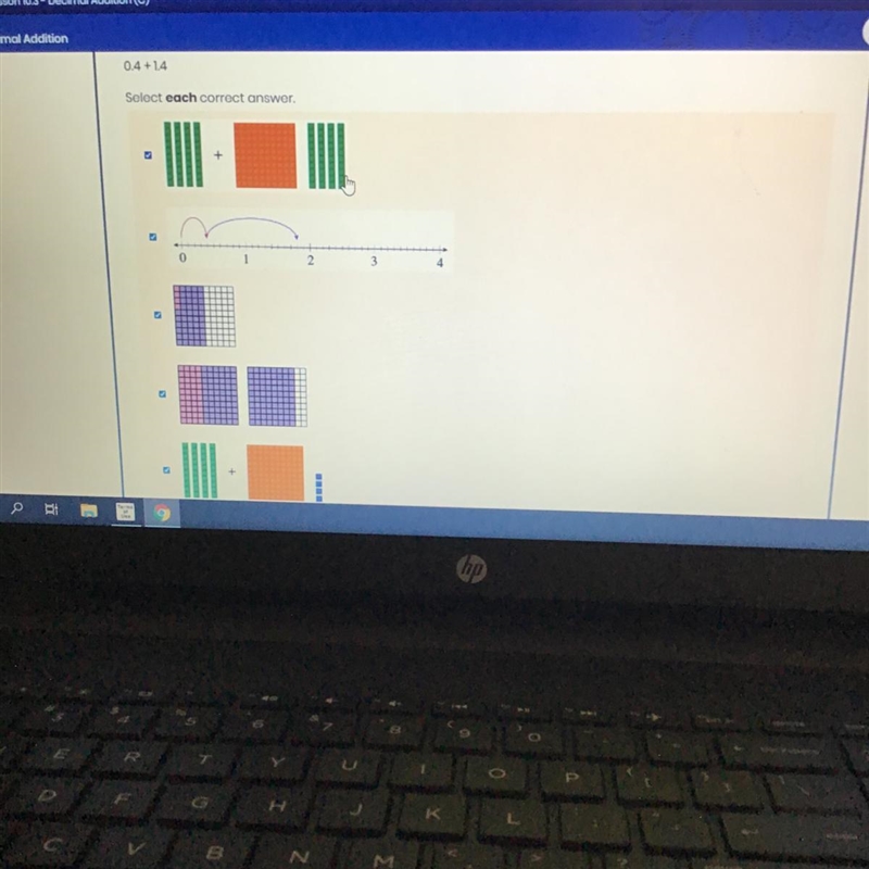 Which models represent the sum? 0.4 + 1.4-example-1