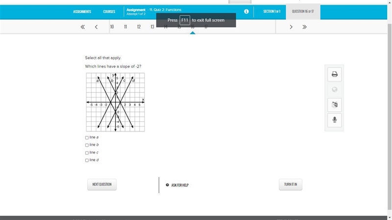 Select all that apply. Which lines have a slope of -2?-example-1