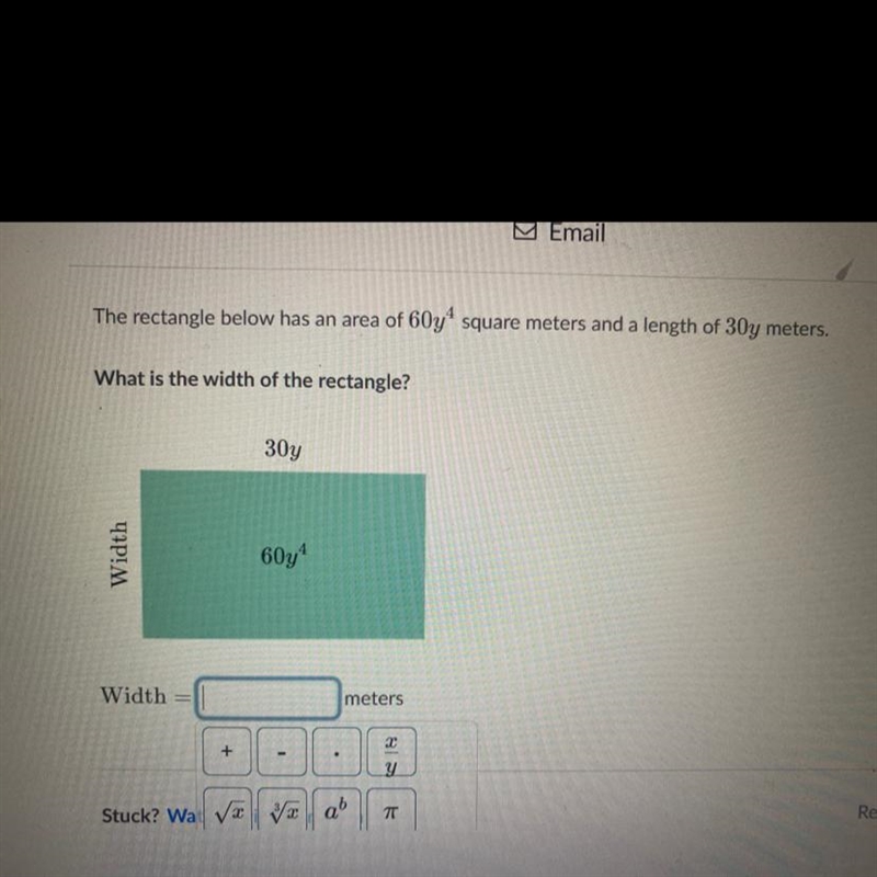 What is the width of the rectangle? 30y 60y4-example-1