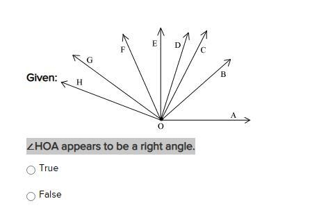 ∠HOA appears to be a right angle. true or false-example-1