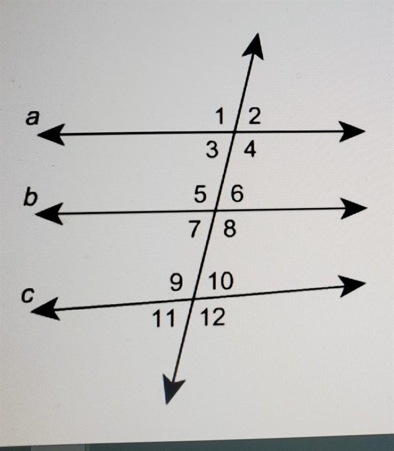 Given that a||b, and c is not parallel to a or b which statement must be true mZ7=mZ-example-1