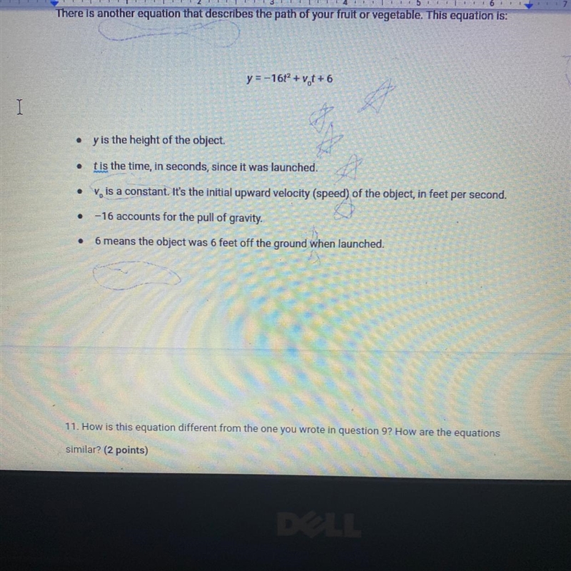 There is another equation that describes the path of your fruit or vegetable. This-example-1