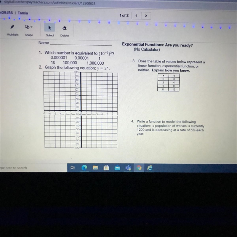 Does the table of values below represent a linear function, exponential function, or-example-1