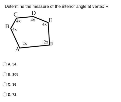 Determine the measure of the interior angle at vertex F-example-1