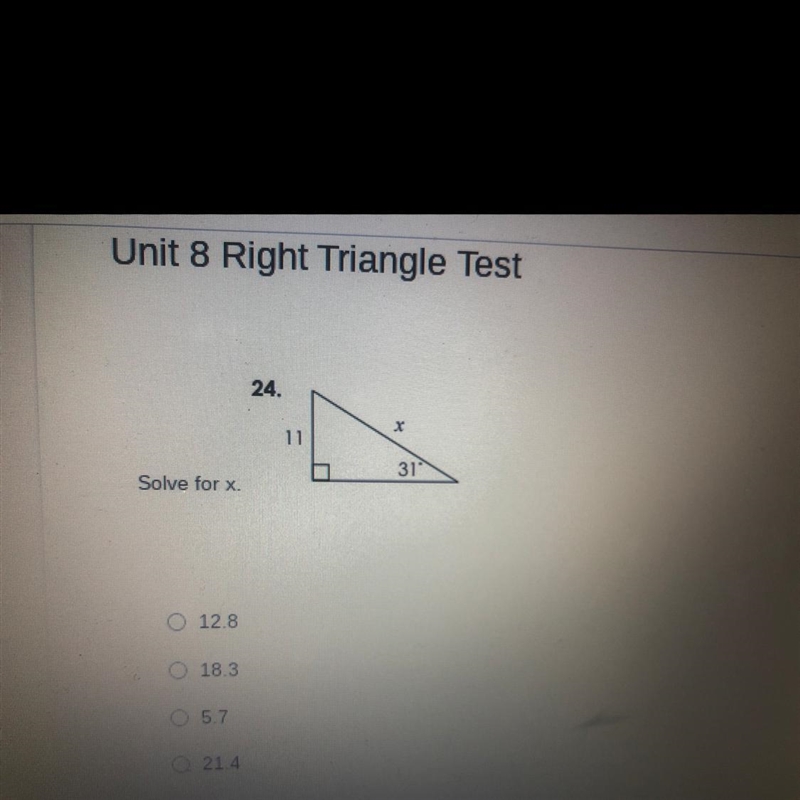 Solve for x A 12.8 B 18.3 C 5.7 D 21.4-example-1