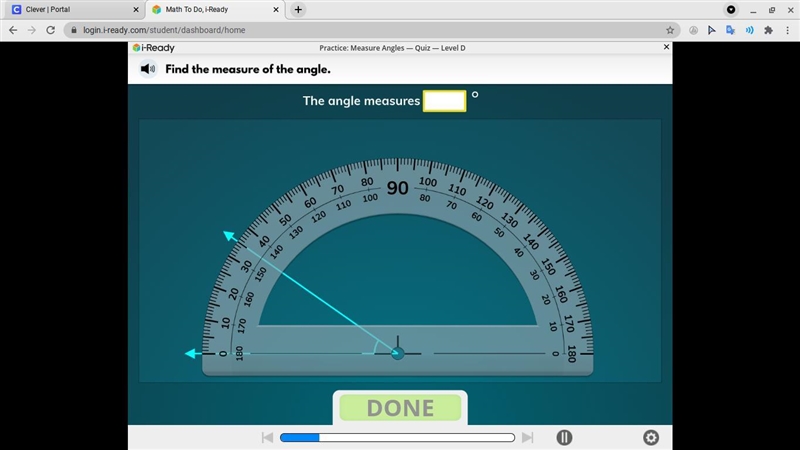 Find the measure of the angle PLEASE HELP!!! I-ready!-example-1