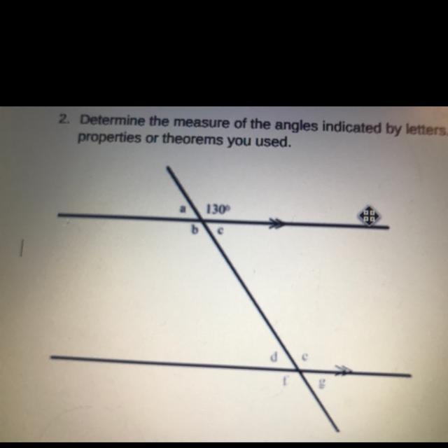 2. Determine the measure of the angles indicated by letters. Justify your answers-example-1