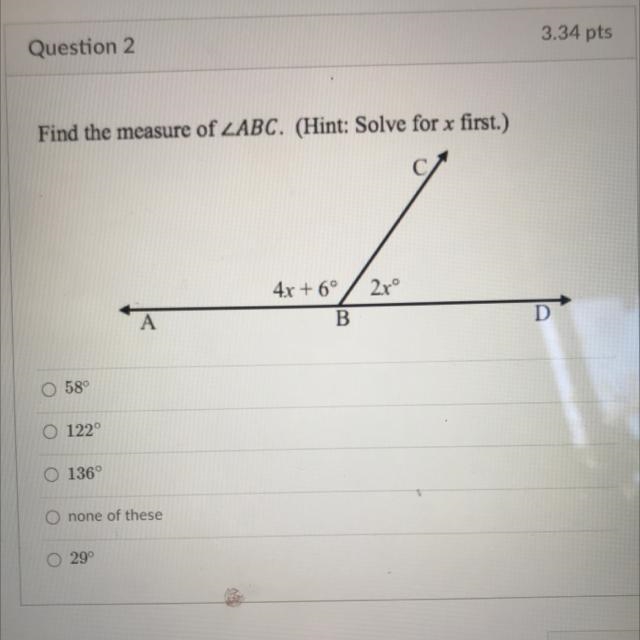 Find the measure of LABC. (Hint: Solve for x first.)-example-1