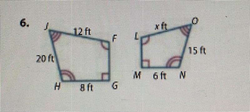 The figures are similar. Find each missing measure. (Number 6)-example-1