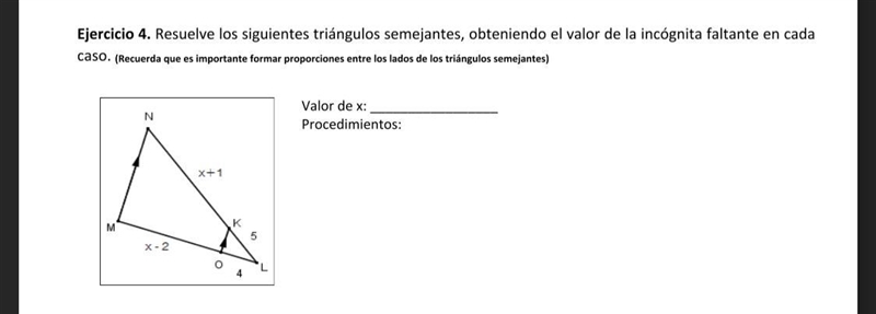 Resuelve los siguientesTriángulos semejantes, Obteniendo el valor de la incógnita-example-1