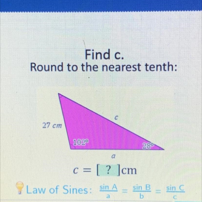 Find c. Round to the nearest tenth:-example-1