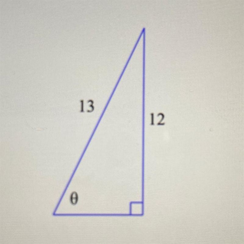 Find cos 0, where 0 is the angle shown. Give an exact value, not a decimal approximation-example-1