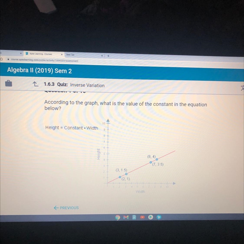 According to the graph what is the value of the constant in the equation below? Answer-example-1