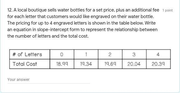 A local boutique sells water bottles for a set price, plus an additional fee for each-example-1