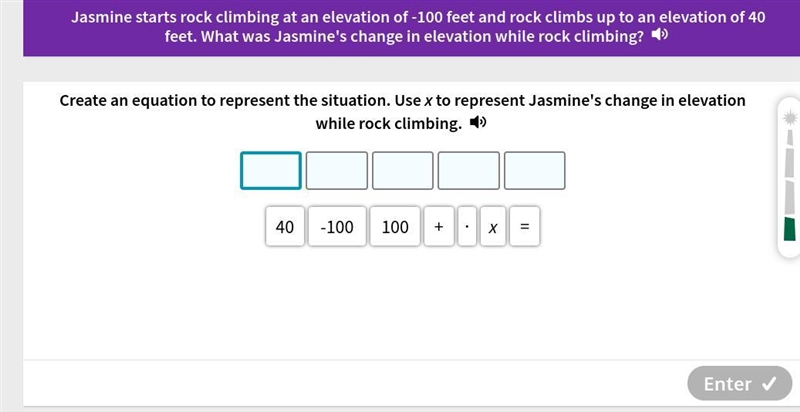 Jasmine starts rock climbing at an elevation of -100 feet and rock climbs up to an-example-1