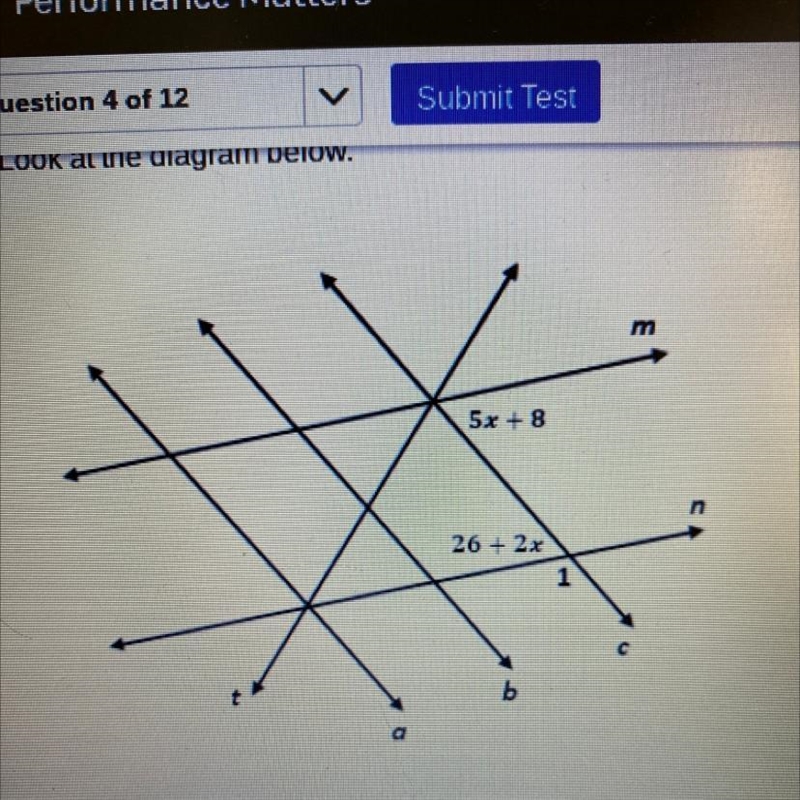 Look at the diagram below. Find mAngle1 that makes m and n parallel-example-1