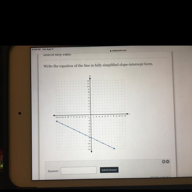 Please help me with this! Write the equation of the line in fully simplified slope-example-1