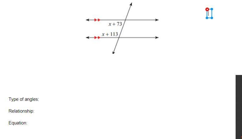 Ill paypal you 13$ if you helppp!!! Identify the type of angles and their relationship-example-1