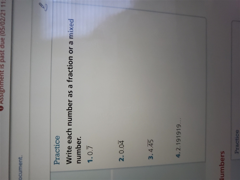 Write each number as a fraction or Mixed number. (Please help! I'm trying to promote-example-1