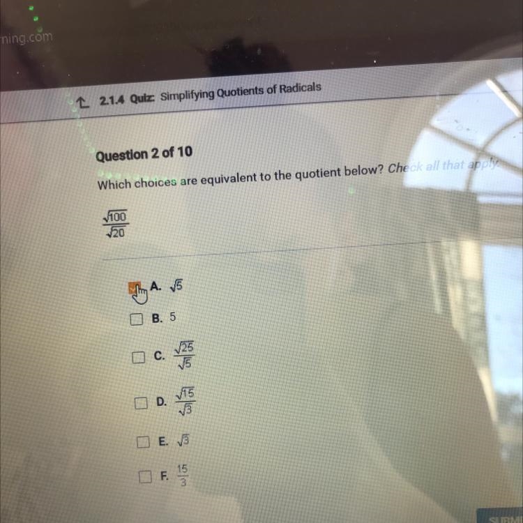 YALL PLS HELP which of these choices are equivalent to the quotient below check all-example-1