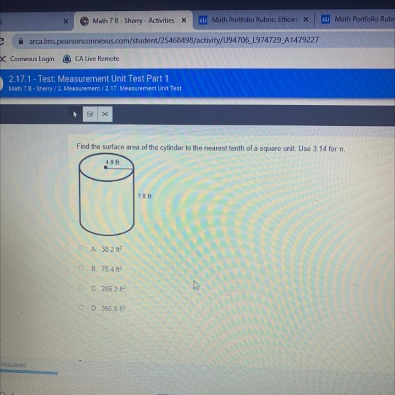 Find the surface area of the cylinder to the nearest tenth of a square unit. Use 3.14 for-example-1