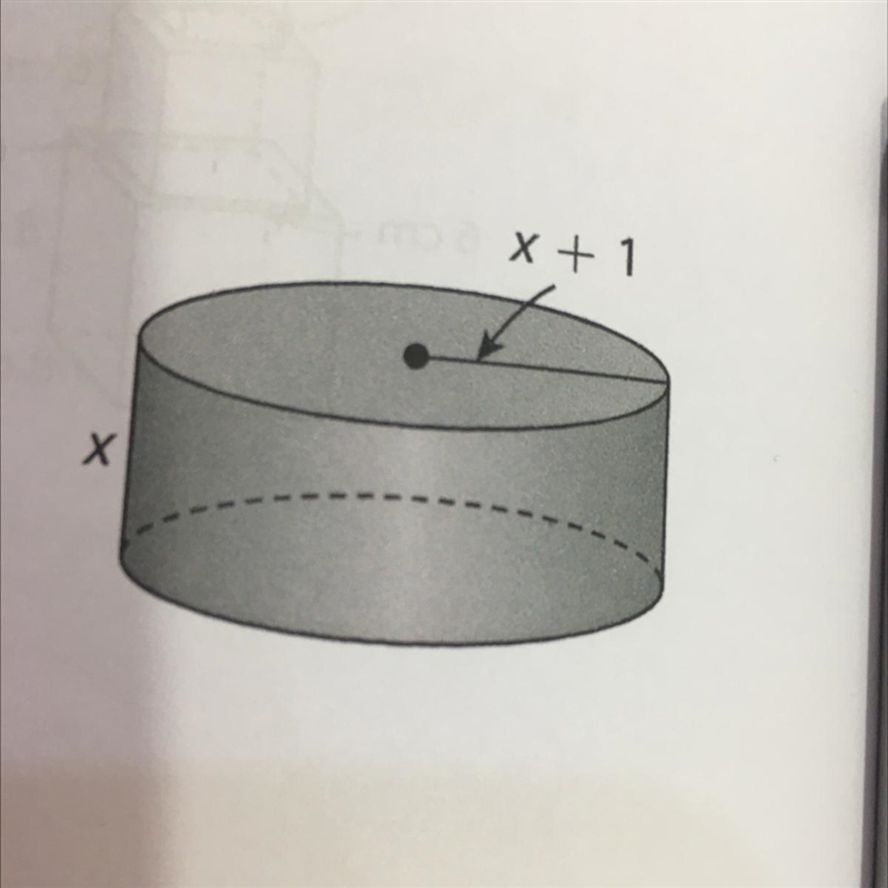 Algebra Find the volume of the three-dimensional figure in terms of x. Please if anyone-example-1