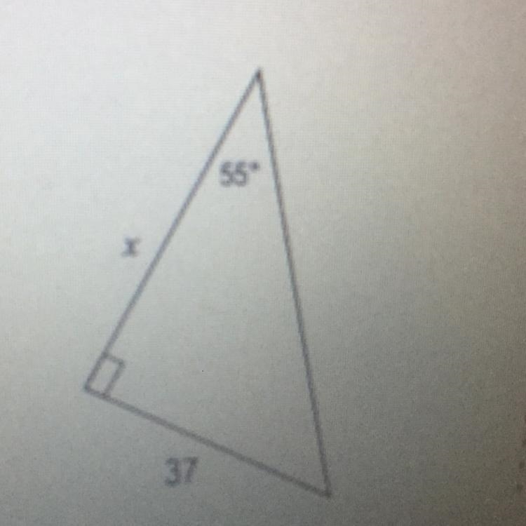 Trigonometry to solve for missing angles or side-example-1