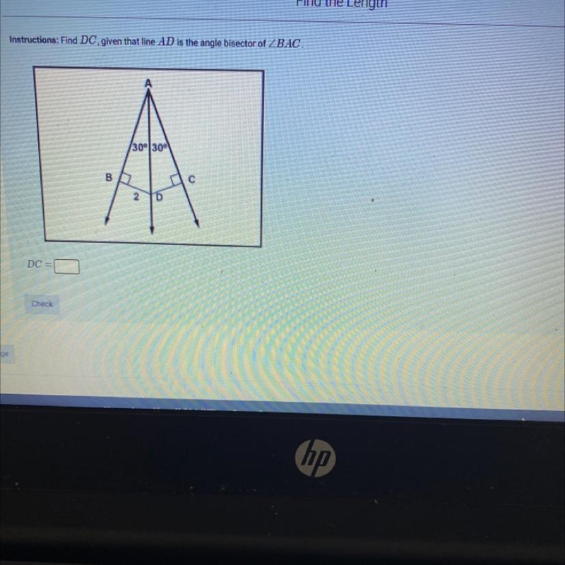 Find DC, given that line AD is the angle bisector of-example-1